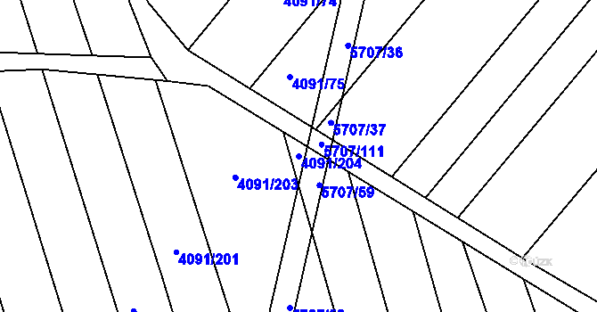Parcela st. 4091/204 v KÚ Kojetín, Katastrální mapa