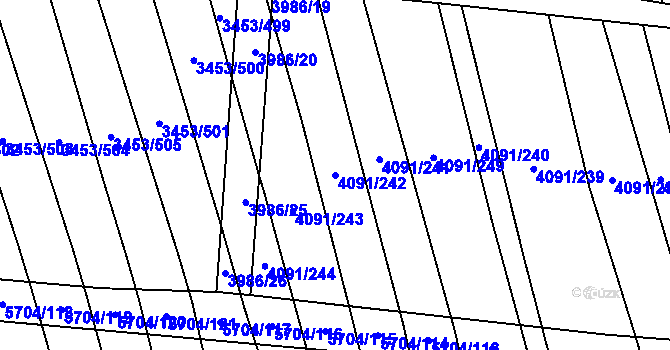 Parcela st. 4091/242 v KÚ Kojetín, Katastrální mapa