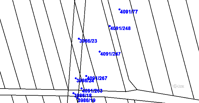 Parcela st. 4091/247 v KÚ Kojetín, Katastrální mapa