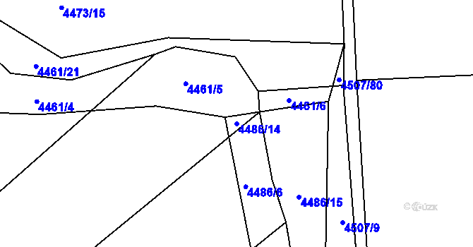 Parcela st. 4486/14 v KÚ Kojetín, Katastrální mapa