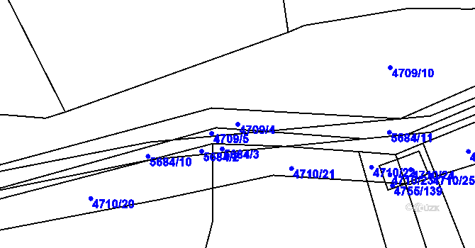 Parcela st. 4709/4 v KÚ Kojetín, Katastrální mapa