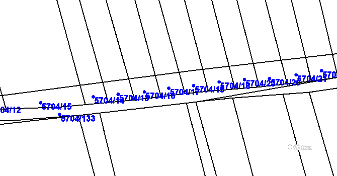Parcela st. 5704/17 v KÚ Kojetín, Katastrální mapa