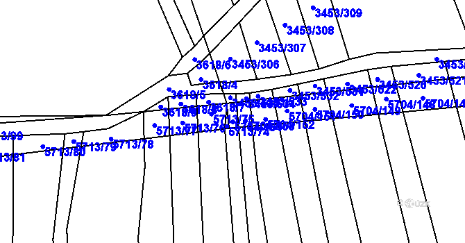 Parcela st. 5704/154 v KÚ Kojetín, Katastrální mapa