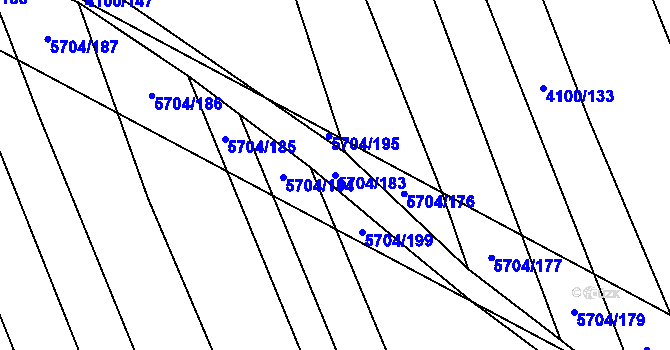 Parcela st. 5704/183 v KÚ Kojetín, Katastrální mapa