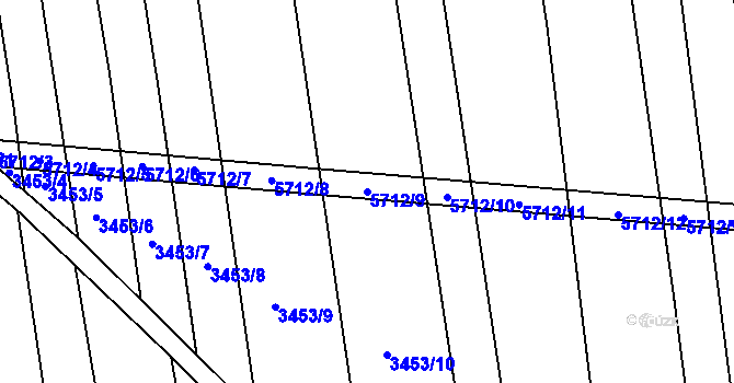 Parcela st. 5712/9 v KÚ Kojetín, Katastrální mapa