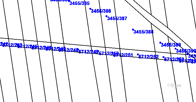 Parcela st. 5712/250 v KÚ Kojetín, Katastrální mapa