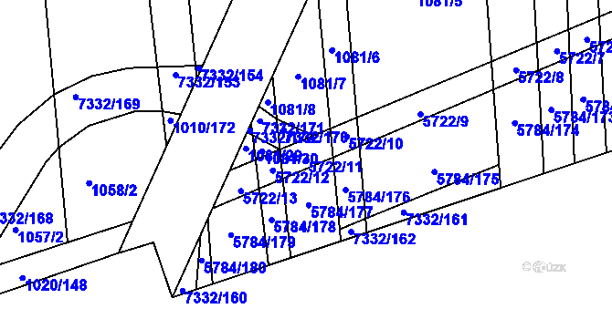 Parcela st. 5722/11 v KÚ Kojetín, Katastrální mapa