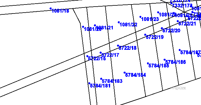 Parcela st. 5722/17 v KÚ Kojetín, Katastrální mapa