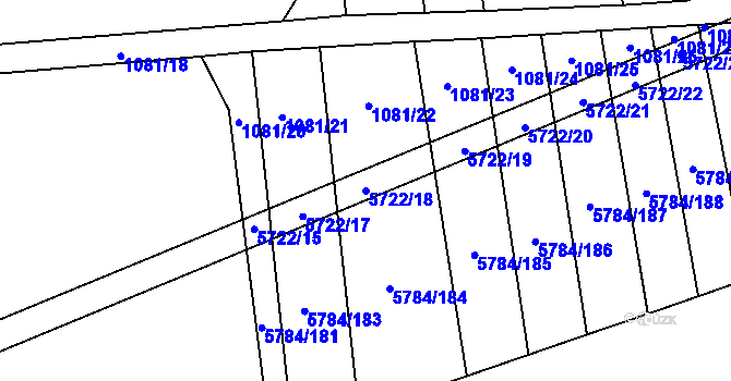 Parcela st. 5722/18 v KÚ Kojetín, Katastrální mapa