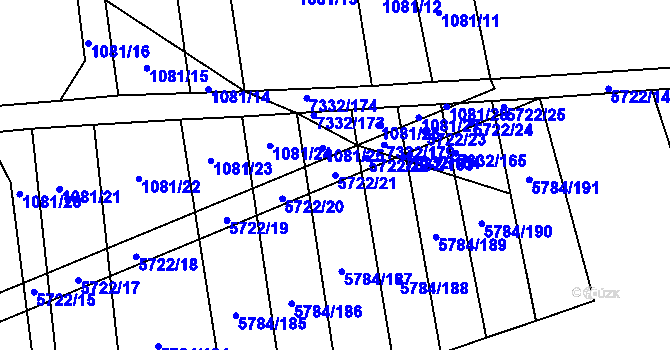 Parcela st. 5722/21 v KÚ Kojetín, Katastrální mapa