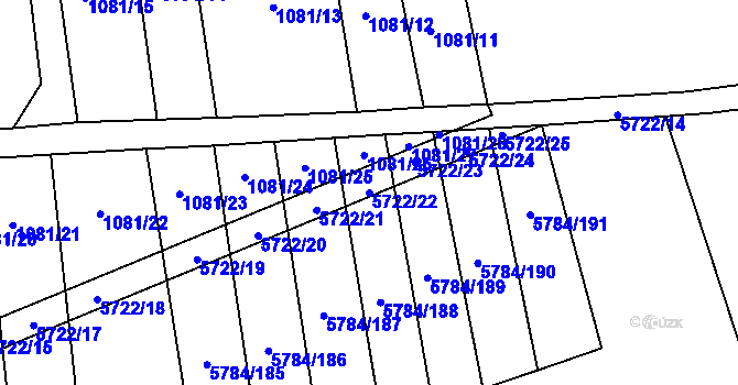 Parcela st. 5722/22 v KÚ Kojetín, Katastrální mapa