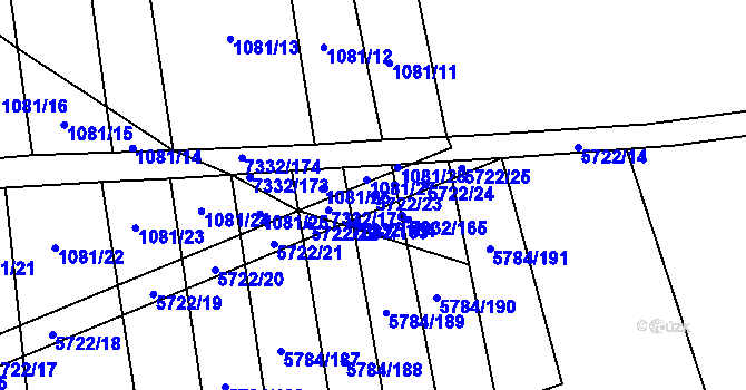 Parcela st. 5722/23 v KÚ Kojetín, Katastrální mapa