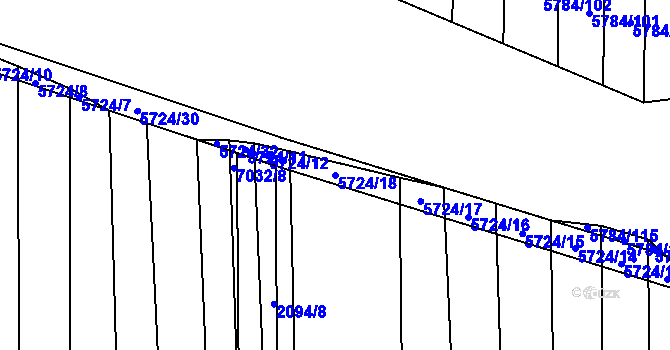 Parcela st. 5724/18 v KÚ Kojetín, Katastrální mapa