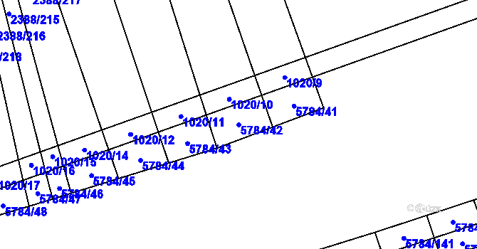 Parcela st. 5784/42 v KÚ Kojetín, Katastrální mapa