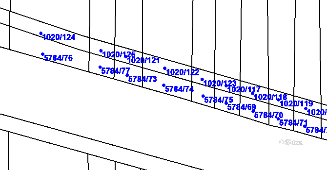 Parcela st. 5784/74 v KÚ Kojetín, Katastrální mapa