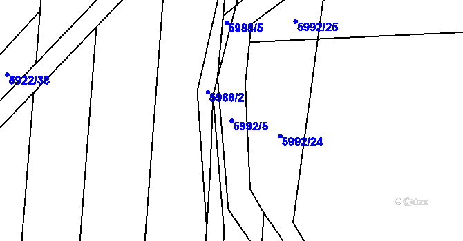 Parcela st. 5992/5 v KÚ Kojetín, Katastrální mapa