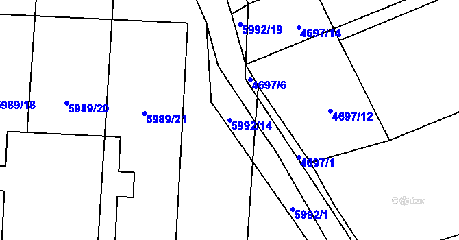 Parcela st. 5992/14 v KÚ Kojetín, Katastrální mapa