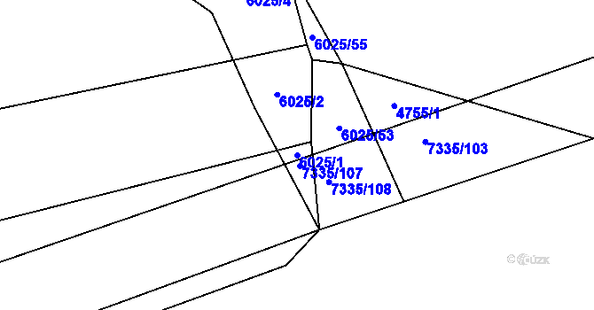 Parcela st. 6025/1 v KÚ Kojetín, Katastrální mapa
