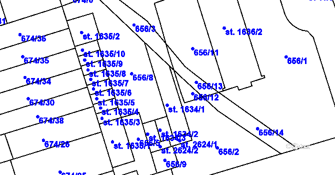 Parcela st. 656/7 v KÚ Kojetín, Katastrální mapa