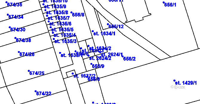 Parcela st. 2624/1 v KÚ Kojetín, Katastrální mapa