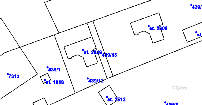 Parcela st. 439/13 v KÚ Kojetín, Katastrální mapa