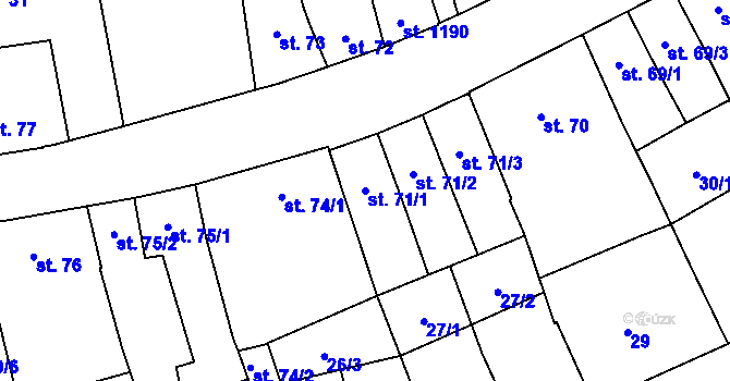 Parcela st. 71/1 v KÚ Kojetín, Katastrální mapa