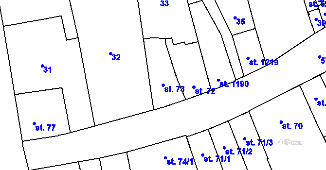 Parcela st. 73 v KÚ Kojetín, Katastrální mapa