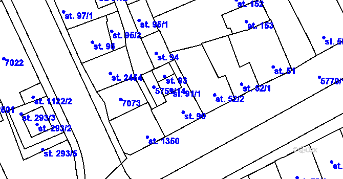 Parcela st. 91/1 v KÚ Kojetín, Katastrální mapa
