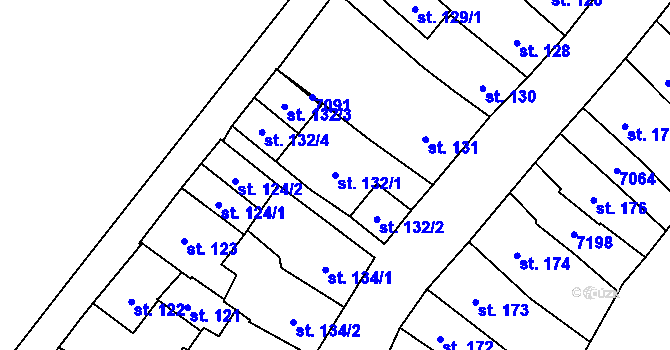 Parcela st. 132/1 v KÚ Kojetín, Katastrální mapa