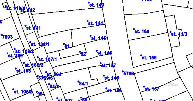 Parcela st. 146 v KÚ Kojetín, Katastrální mapa