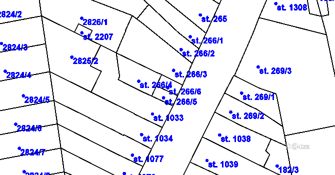 Parcela st. 266/6 v KÚ Kojetín, Katastrální mapa