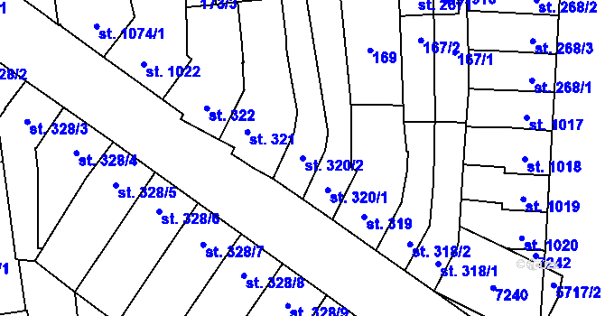 Parcela st. 320/2 v KÚ Kojetín, Katastrální mapa