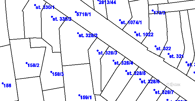 Parcela st. 328/3 v KÚ Kojetín, Katastrální mapa