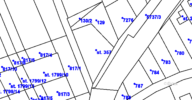 Parcela st. 357 v KÚ Kojetín, Katastrální mapa