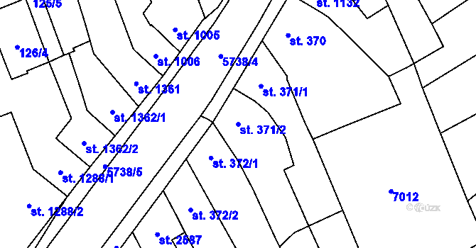 Parcela st. 371/2 v KÚ Kojetín, Katastrální mapa