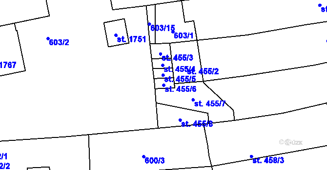 Parcela st. 455/6 v KÚ Kojetín, Katastrální mapa