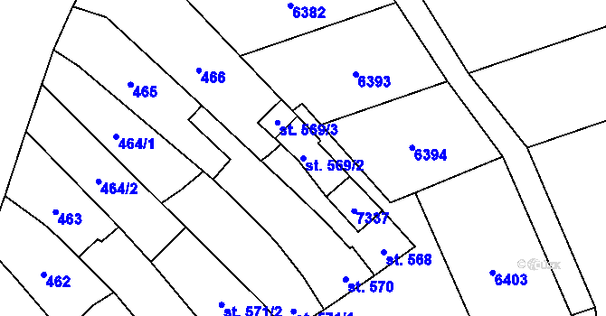 Parcela st. 569/2 v KÚ Kojetín, Katastrální mapa