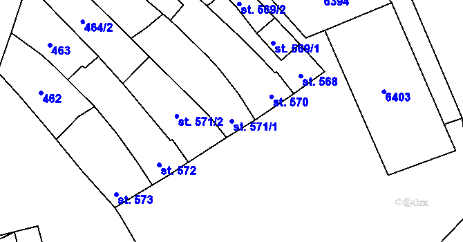 Parcela st. 571/1 v KÚ Kojetín, Katastrální mapa