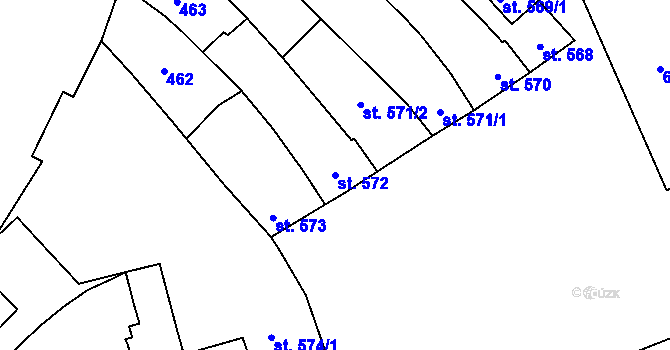 Parcela st. 572 v KÚ Kojetín, Katastrální mapa