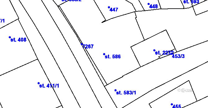Parcela st. 586 v KÚ Kojetín, Katastrální mapa