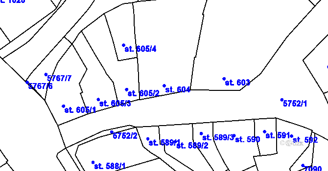 Parcela st. 604 v KÚ Kojetín, Katastrální mapa