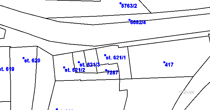 Parcela st. 621/1 v KÚ Kojetín, Katastrální mapa