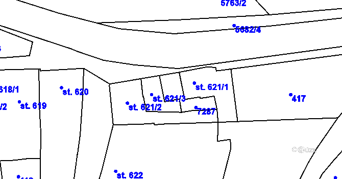 Parcela st. 621/4 v KÚ Kojetín, Katastrální mapa