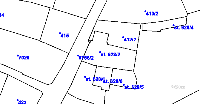 Parcela st. 628/2 v KÚ Kojetín, Katastrální mapa