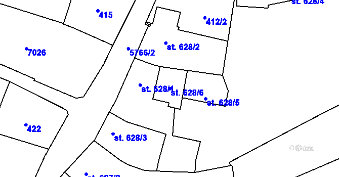 Parcela st. 628/6 v KÚ Kojetín, Katastrální mapa