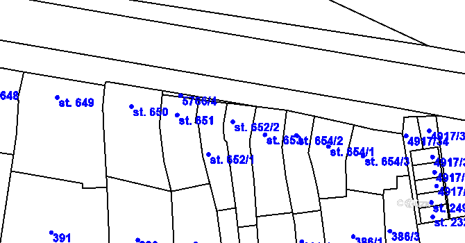 Parcela st. 652/2 v KÚ Kojetín, Katastrální mapa