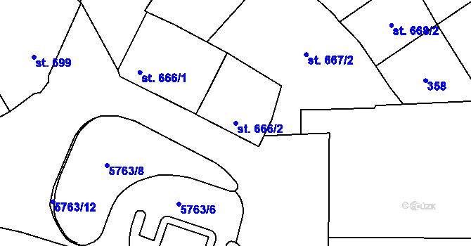 Parcela st. 666/2 v KÚ Kojetín, Katastrální mapa