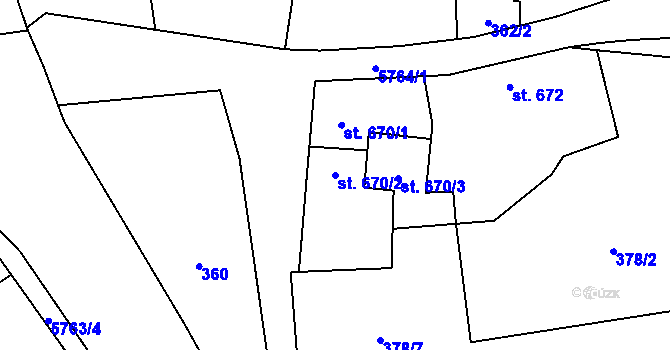 Parcela st. 670/2 v KÚ Kojetín, Katastrální mapa