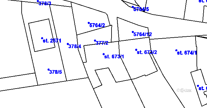 Parcela st. 673/1 v KÚ Kojetín, Katastrální mapa