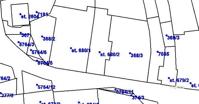 Parcela st. 680/2 v KÚ Kojetín, Katastrální mapa